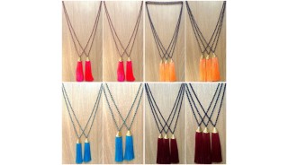 free shipping fashion necklace tassels golden bronze caps handmade bali